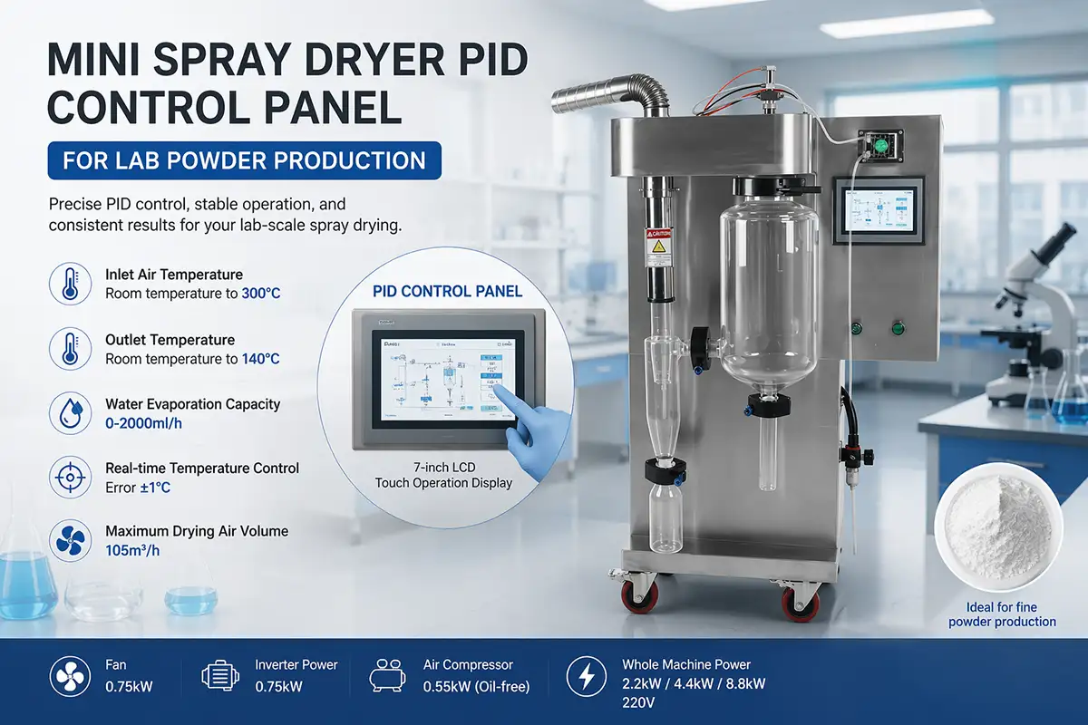 ZZKD mini spray dryer PID control panel for lab powder production