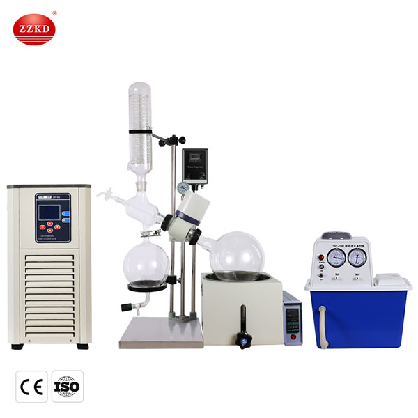 Rotary evaporator with recirculating chiller heating mantle