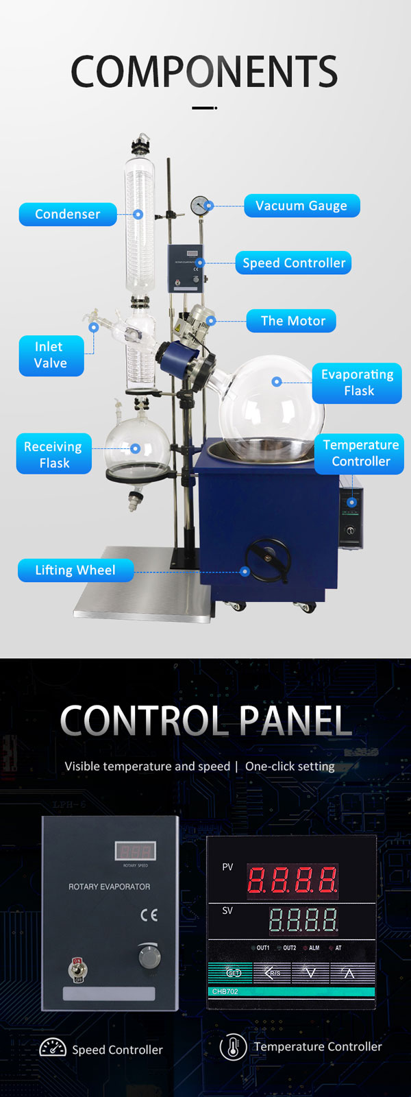 50l rotary evaporator components