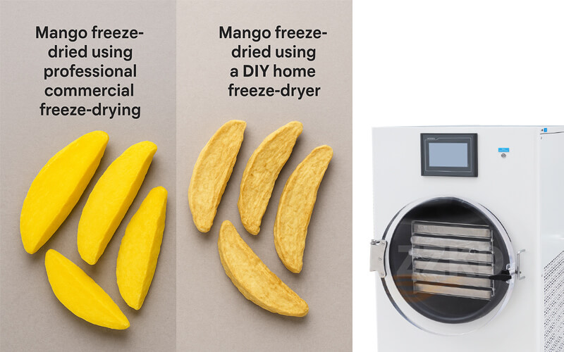 Freeze dryer vs DIY results Comparison of professionally freeze-dried fruit vs DIY attempt