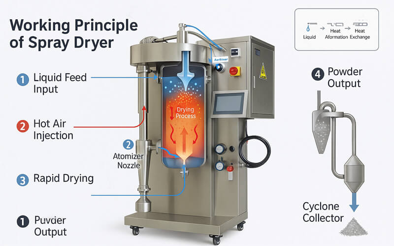 spray dryer working principle diagram