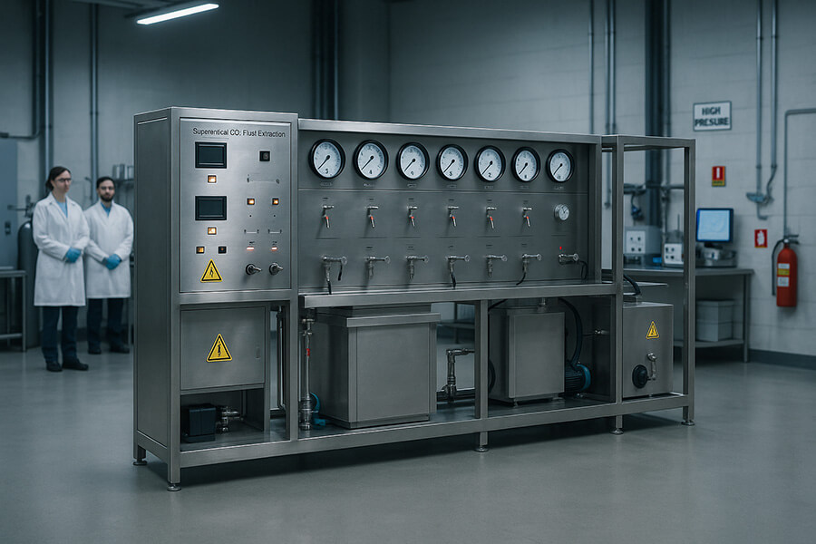 CO2 Cannabinoid Extraction CO2 extraction machine in a laboratory setting