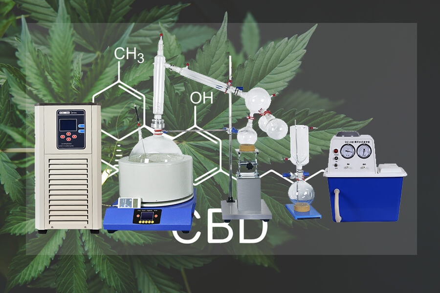 Post-Extraction Cannabinoid Refinement laboratory setup for short path distillation of cannabinoids