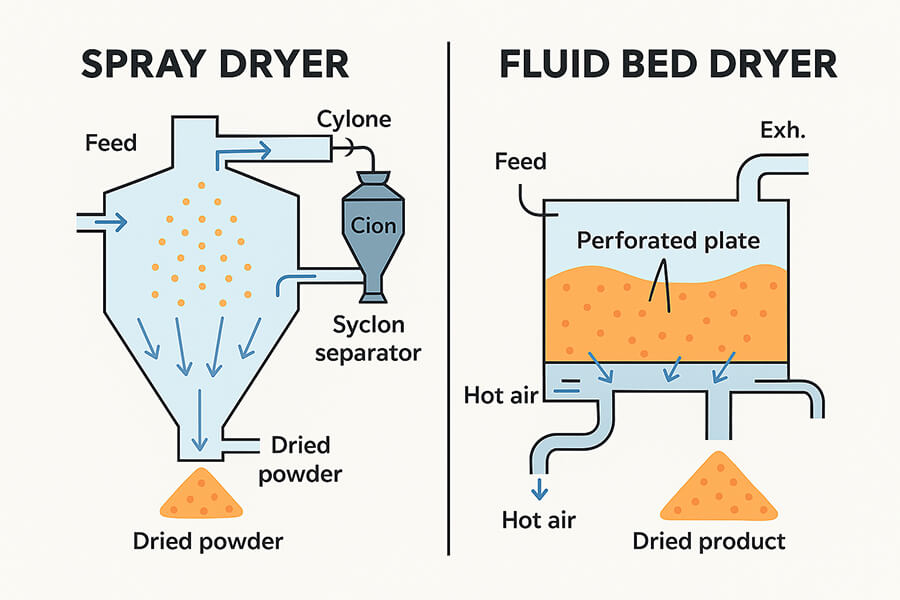 spray dryer vs fluid bed dryer comparison