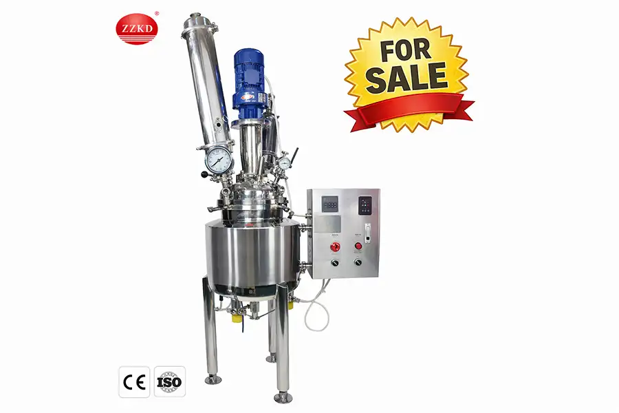 industrial stainless steel reactor vessel for sale with jacket and pressure gauge