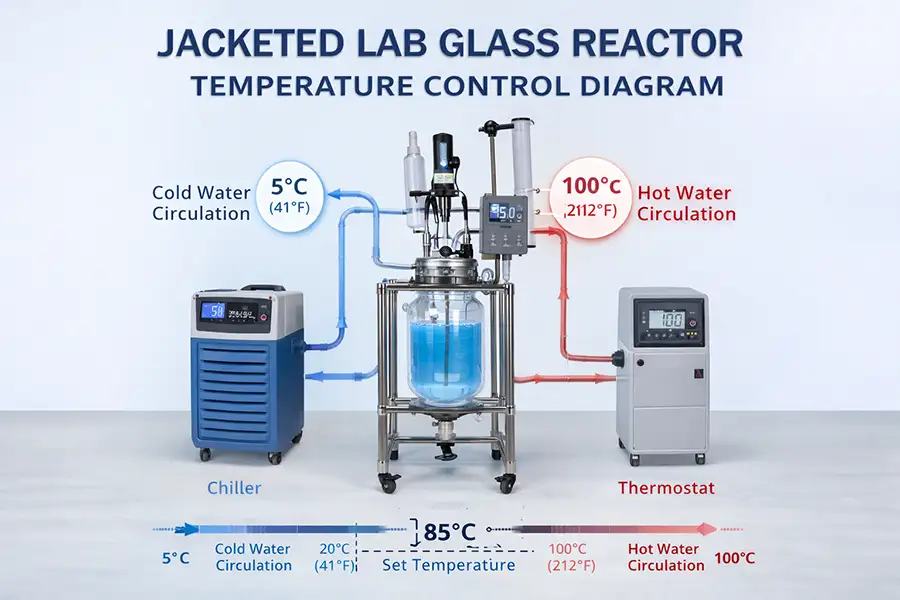 jacketed lab glass reactor temperature control diagram