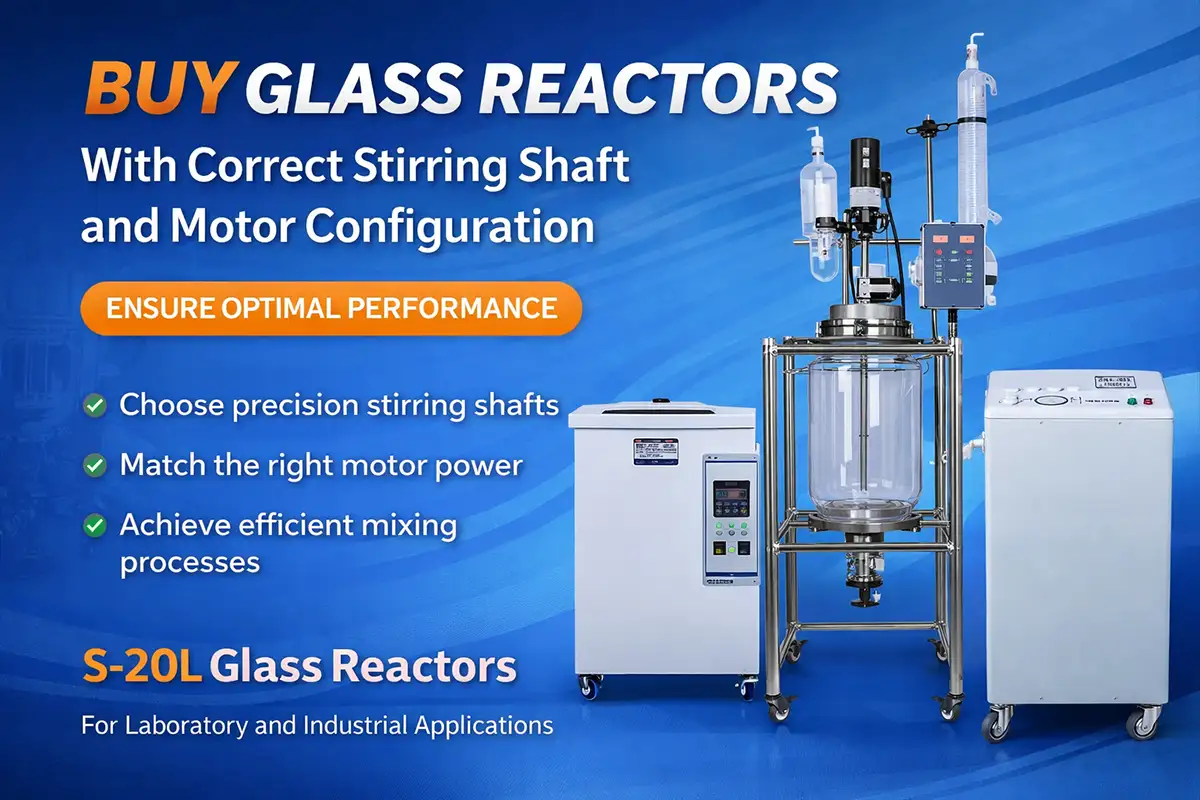 buy glass reactors with correct stirring shaft and motor configuration
