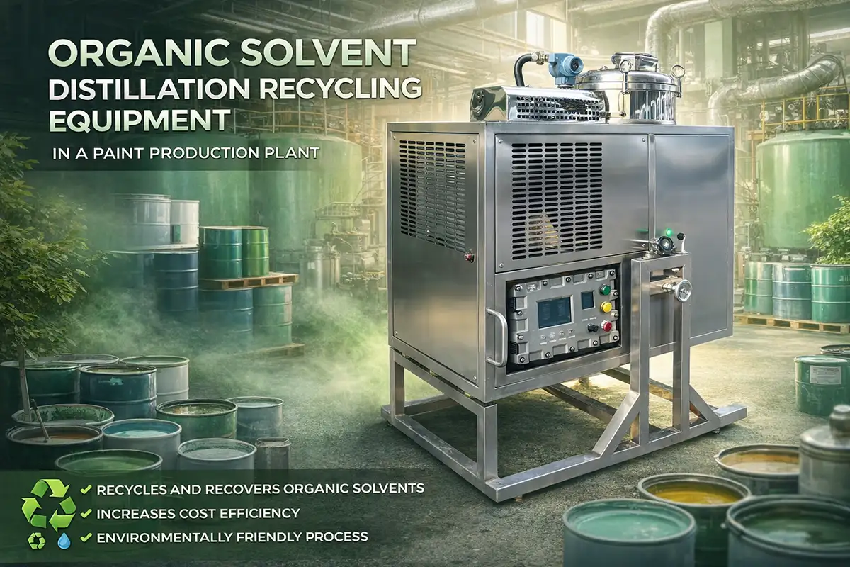 organic solvent recycling equipment installed in a paint shop