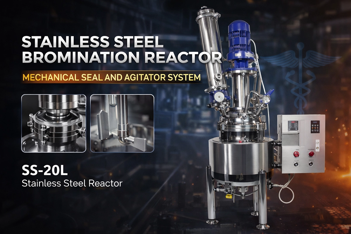 stainless steel bromination reactor mechanical seal and agitator system