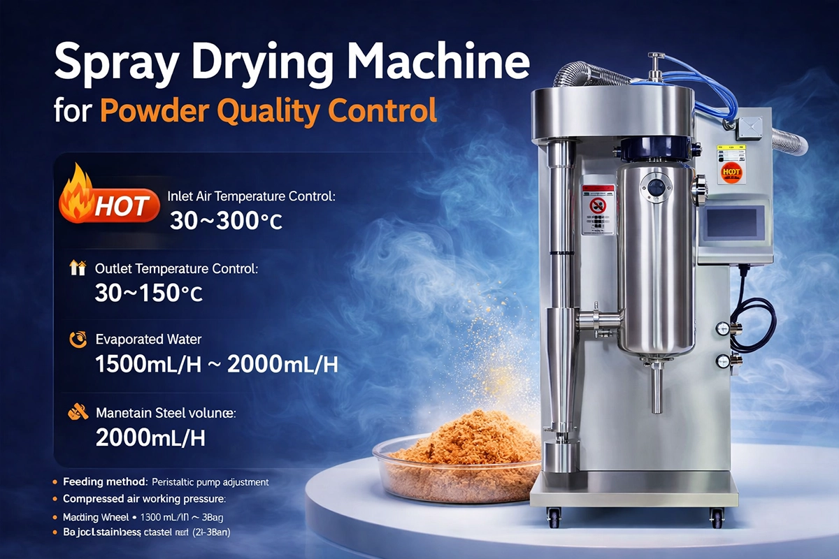 spray drying machine for powder quality control