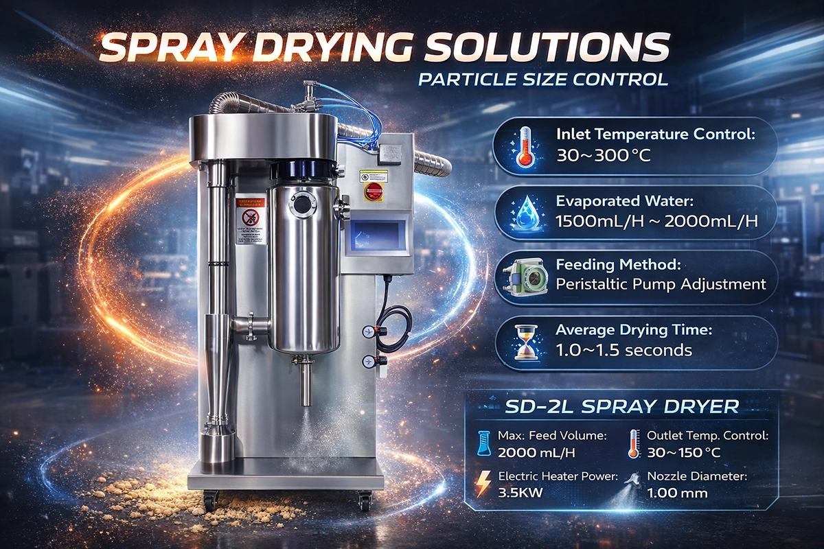 spray drying solutions particle size control