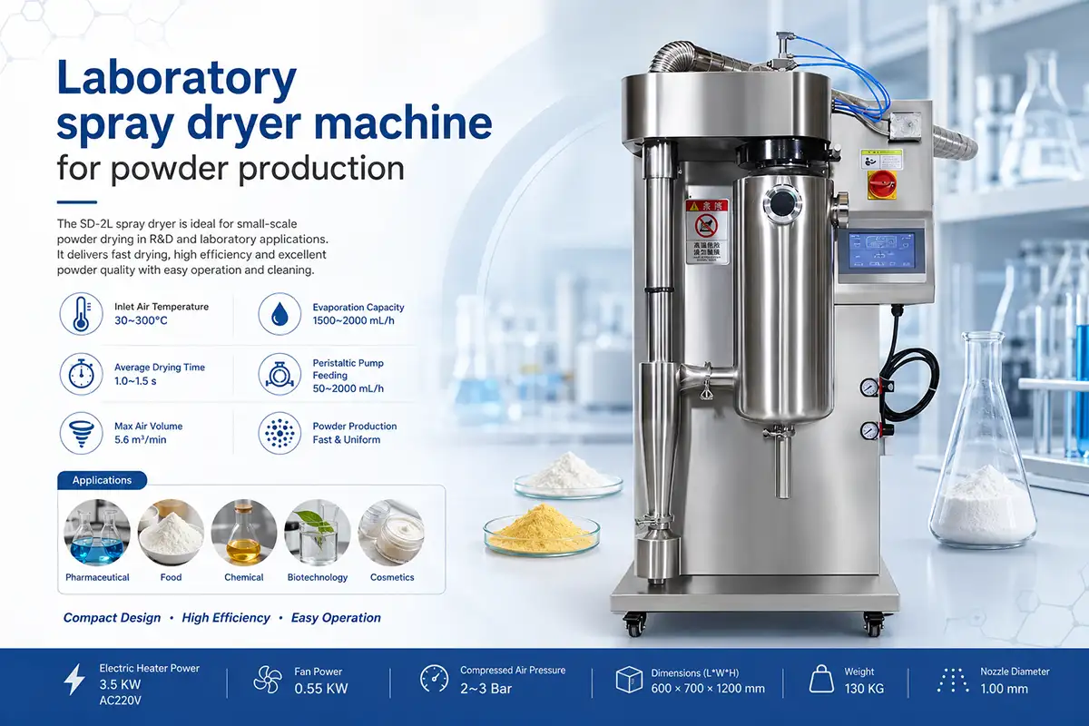 laboratory spray dryer machine for powder production
