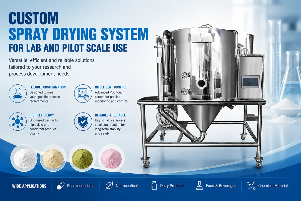 custom spray drying system for lab and pilot scale use