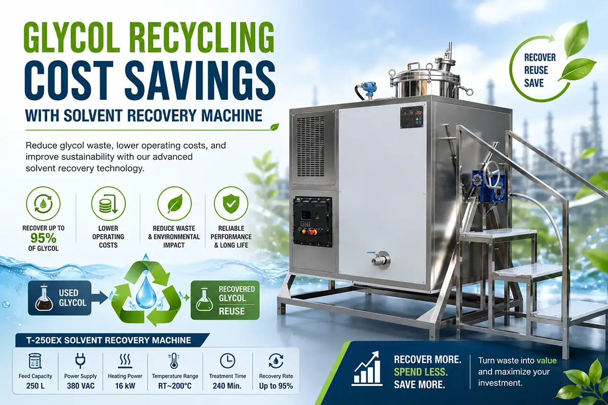 glycol recycling cost savings with solvent recovery machine