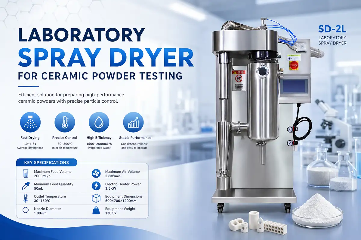 laboratory spray dryer for ceramic powder testing