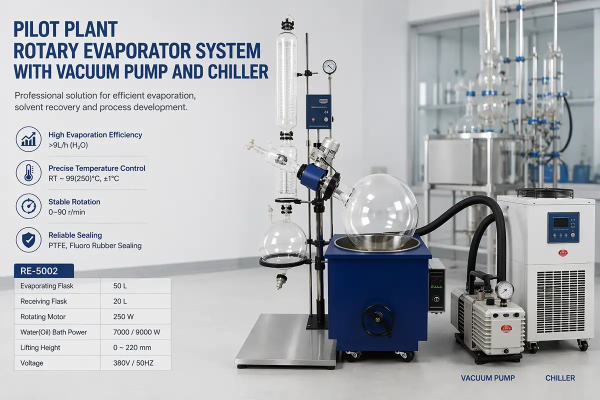 complete pilot plant rotary evaporator system pilot plant rotary evaporator system with vacuum pump and chiller