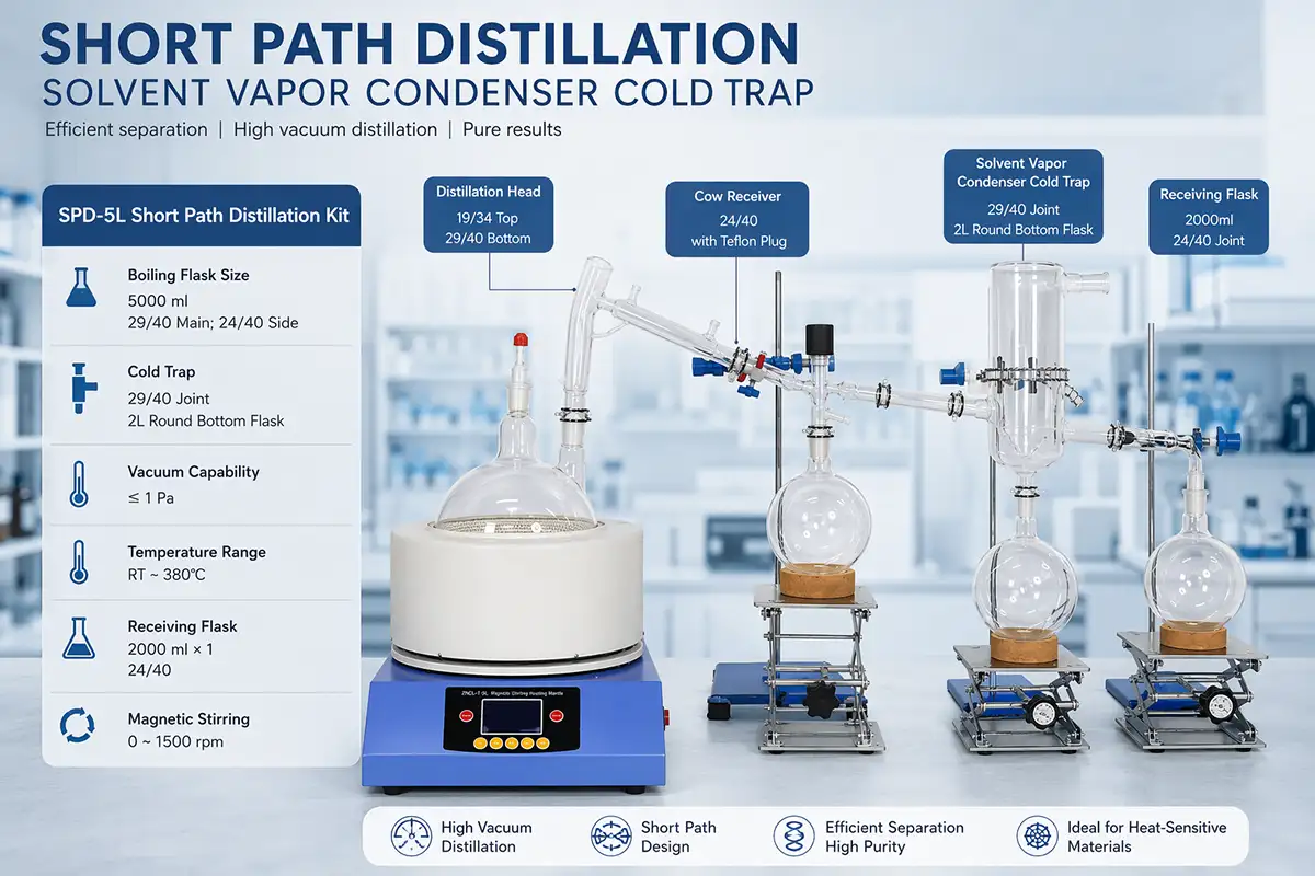 short path distillation solvent vapor condenser cold trap