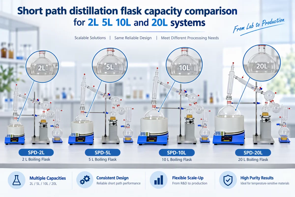 Comparing Short Path Distillation Capacities Short path distillation flask capacity comparison for 2L 5L 10L and 20L systems