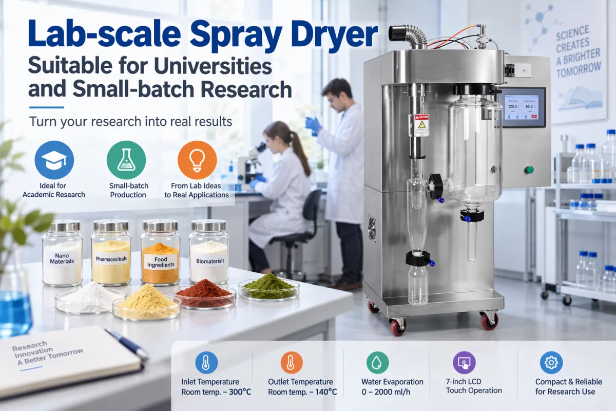 University lab-scale spray dryer selection Lab-scale spray dryer suitable for universities and small-batch research