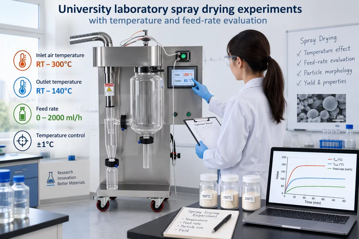 Experimental control in laboratory spray drying University laboratory spray drying experiments with temperature and feed-rate evaluation