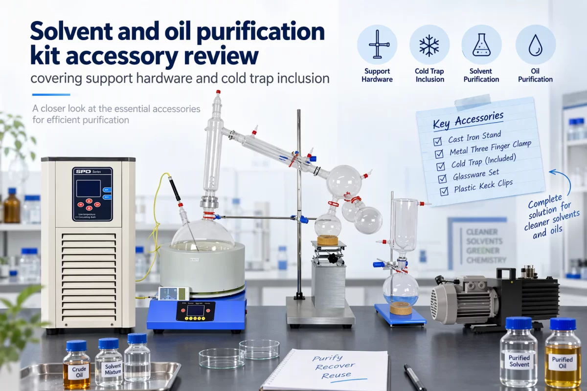 Reviewing short path kit accessories before quotation Solvent and oil purification kit accessory review covering support hardware and cold trap inclusion